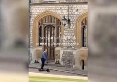 В сети появилось видео, на котором Принц Уильям катается на самокате